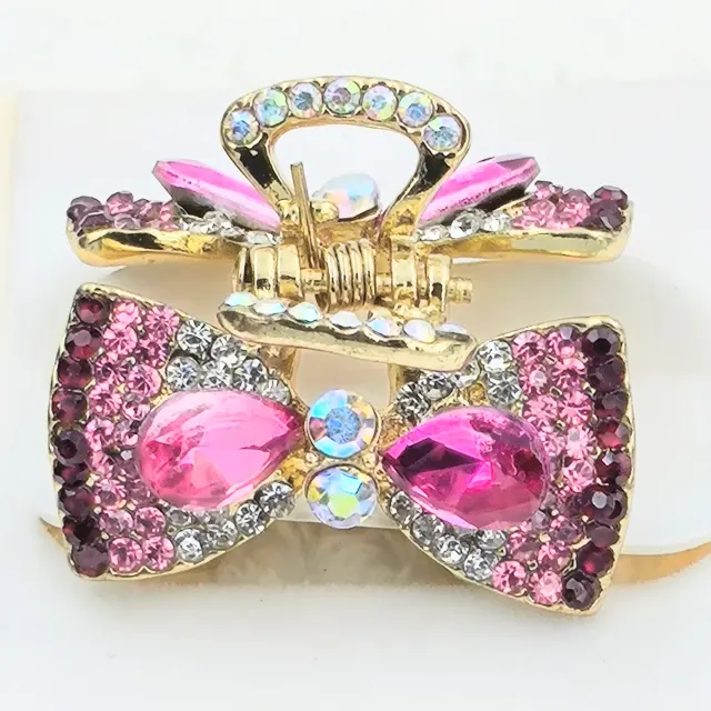 Sparkling Pink Bow Hair Claw Clip